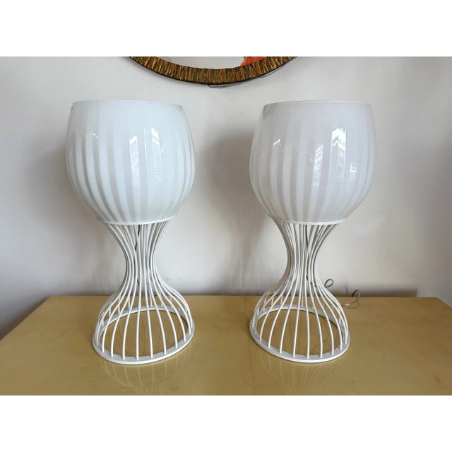 Pair of Lamps Cup Murano Glass and White Metal by Vistosi, Italy, 1990s For Sale - Image 13 of 13
