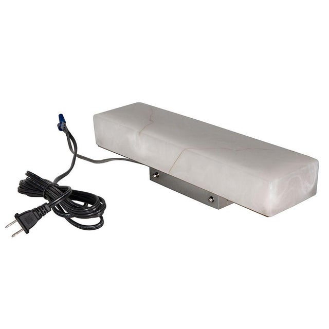 A sleek, rectangular wall sconce with squared edges emits a warm, even glow. Its smooth surface and subtle depth create...