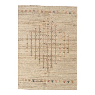 Late 20th Century Hand-Knotted Persian Sumak-Style Gabbeh Weave Rug 4'7" X 6'6" For Sale