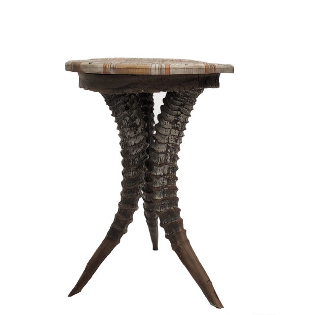 Vintage Gazelle Horn Side Table Please note: Seller is unsure if horns are real or casting of real horn