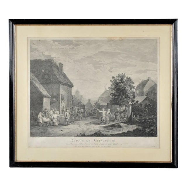 David Teniers, Return from the Tavern, 18th Century, Engraving For Sale