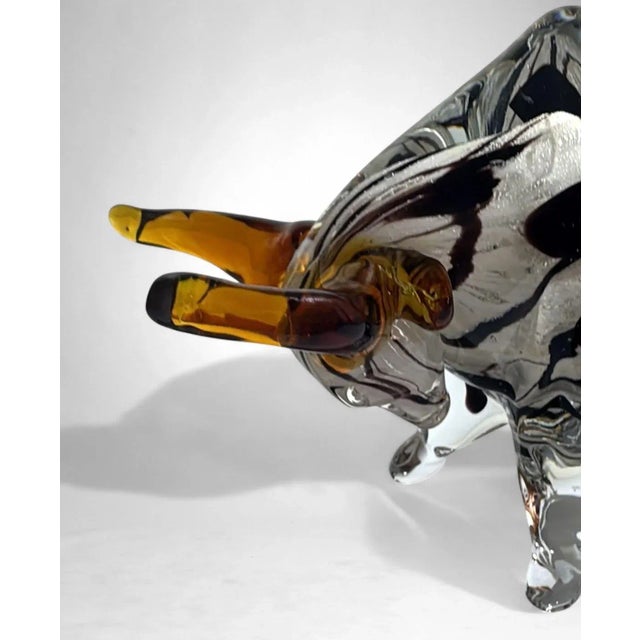 Murano Glass Bull Sculpture Sommerso Technique For Sale - Image 11 of 18