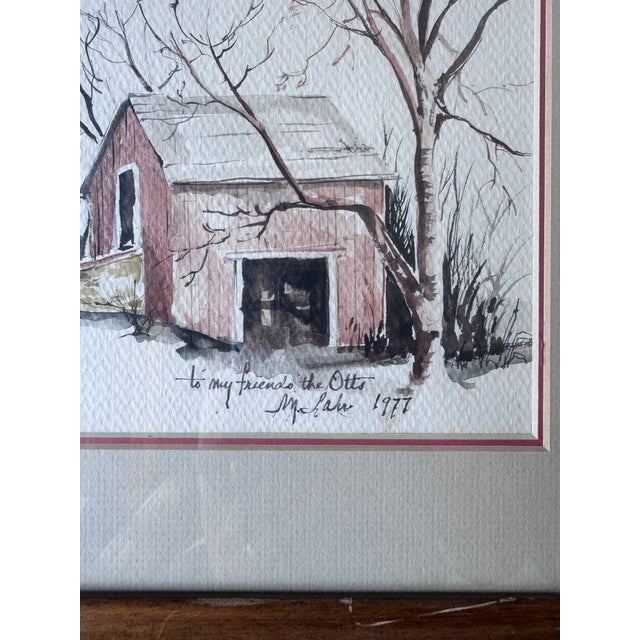 Vintage 1977 Signed Watercolor Painting of Red Barn – Framed Rural ...