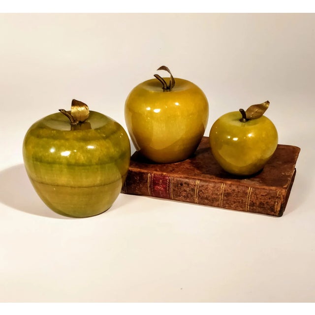 Figurative Marble Onyx Apples Paperweights Set 3 For Sale - Image 3 of 6