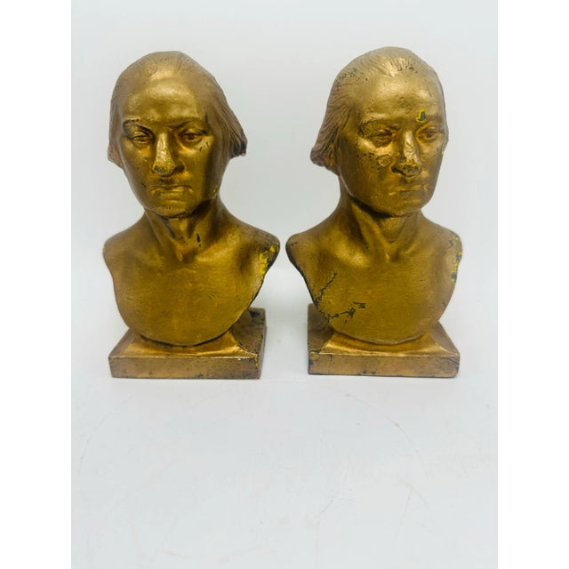 Rustic European Vintage George Washington Cast Iron Bookends For Sale - Image 3 of 6