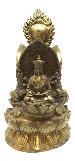 Antique Brass/Bronze Tibet Lotus Jizo Kwan-Yim Buddha