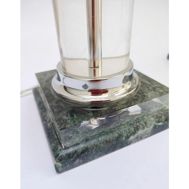 Metal Vintage Art Deco Table Lamps in Glass and Marble, 1940s For Sale - Image 7 of 12