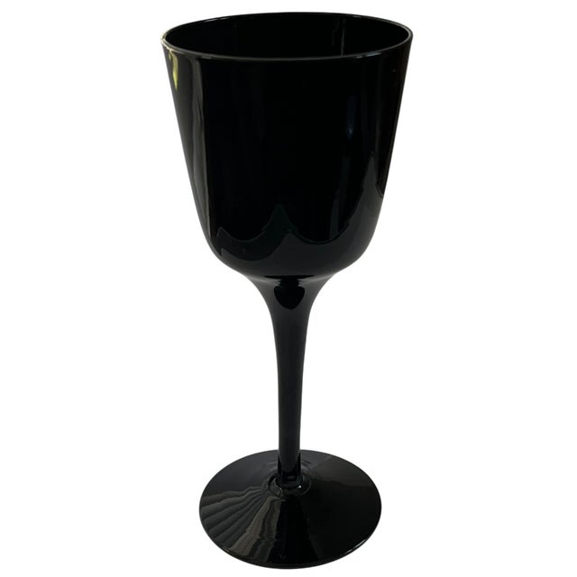 Glass Mid 20th Century Björkshult Sweden Black Glass Stemware – Scandinavian Modern Coupes & Wine Glasses - Set of 10 For Sale - Image 7 of 8