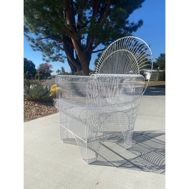 Metal Mid Century Modern Wire Outdoor Patio Chair For Sale - Image 7 of 11