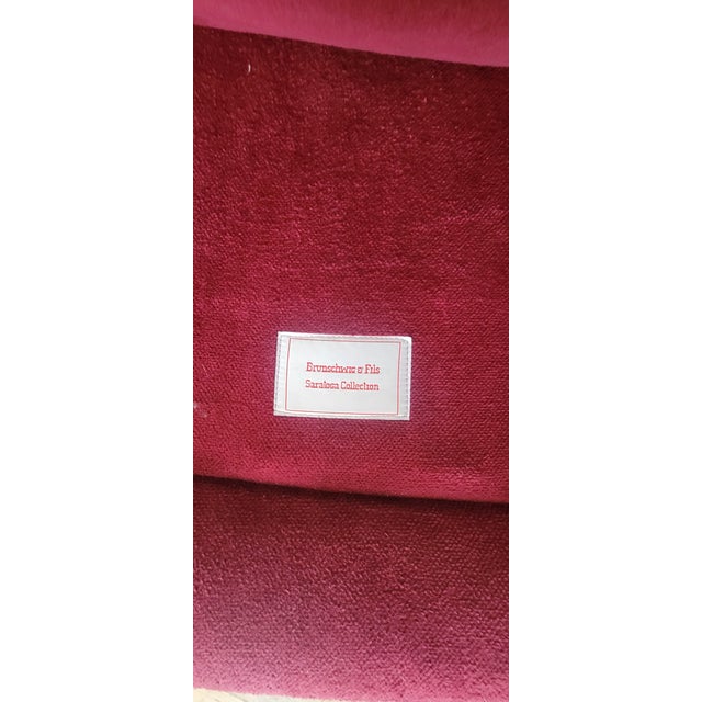 Traditional Late 20th Century Pair of Brunschwig and Fils Saratoga Collection Club Chairs and Matching Ottoman For Sale - Image 3 of 11