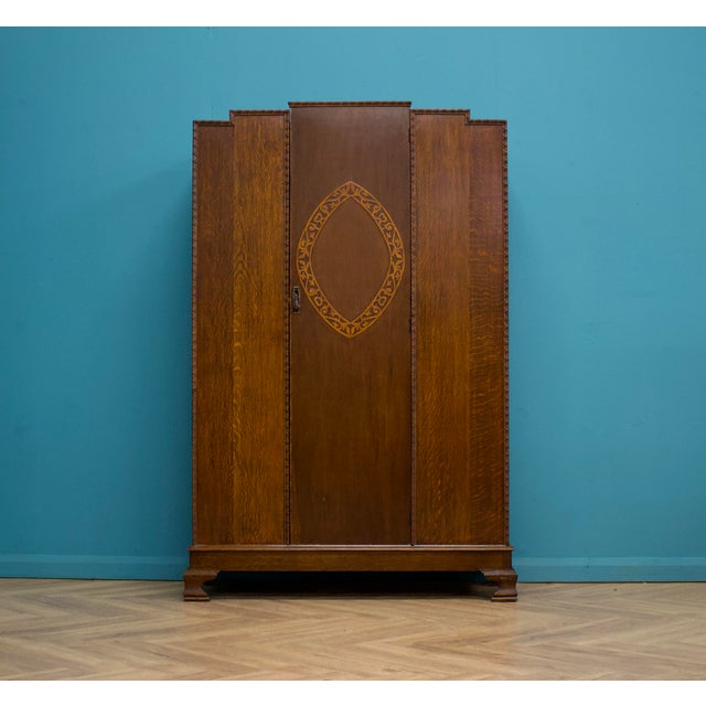 Wood Art Deco Oak Wardrobe, 1930s For Sale - Image 7 of 7