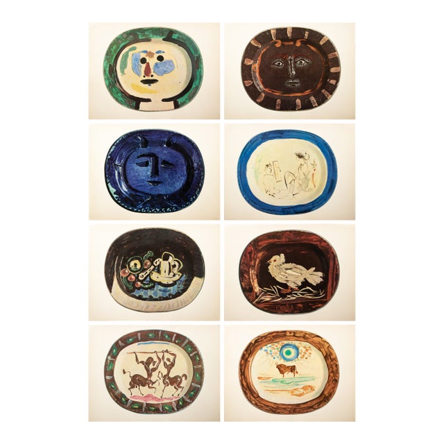 1950 Set of 8 Swiss Prints of Picasso's Ceramic Platters For Sale