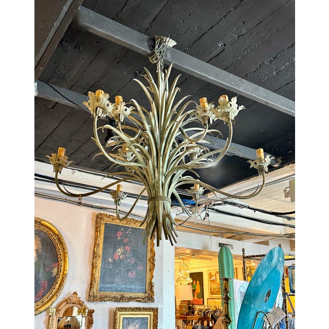 Late 20th Century Coco Chanel Style Sheaf of Wheat Chandelier For Sale - Image 4 of 5