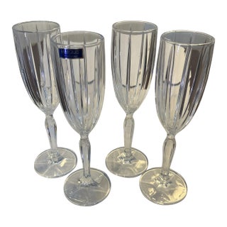 Set of 4 Crystal Marquis by Waterford Flutes For Sale