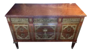 19th Century French Bronze Mounted Commode W/ Rouge Marble Top