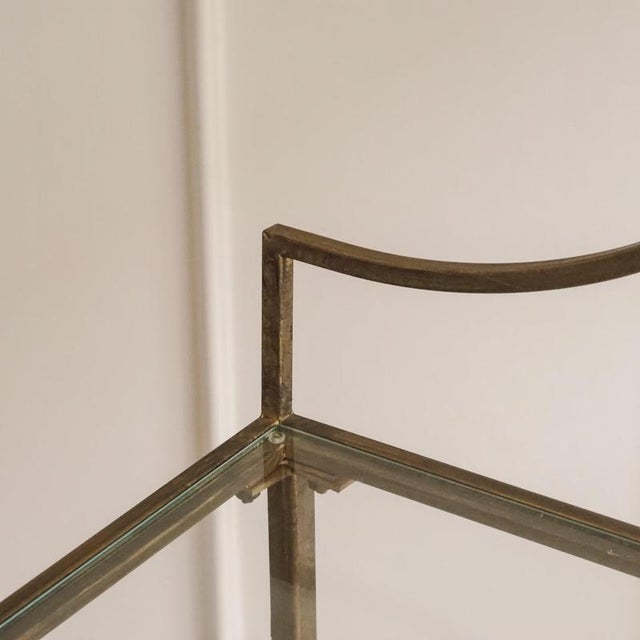 Wood Console Table with Swiveling Round Mirror For Sale - Image 7 of 9