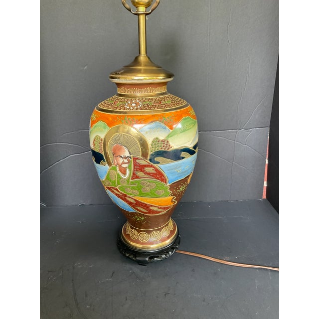 Vintage Satsuma vase converted into a lamp in good estate condition. It is in working condition. The vase measures 12 1/8"...