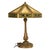 A fine, large antique American Arts & Crafts slag glass and brass table lamp, by The Miller Lamp Company, circa 1910. This...