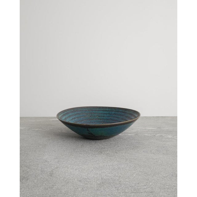 Ceramic Swedish Mid-Century Blue Decorative Ceramic Bowl by Stig Lindberg, 1960s For Sale - Image 7 of 7