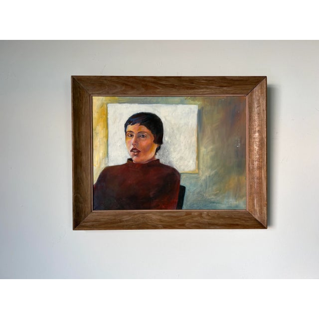 70's Vintage Impressionist Oil Woman Portrait Painting, Framed For Sale - Image 13 of 13