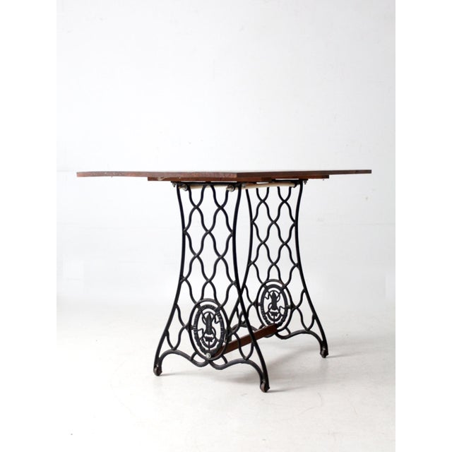 Antique Singer Iron Base Table With Wood Top For Sale - Image 14 of 15