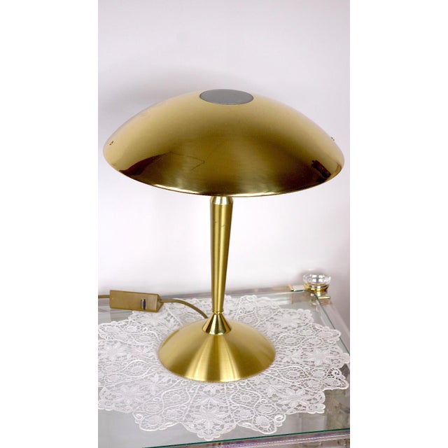 Mid-Century Modern Vintage Halogen Brass Mushroom Table Lamp from Sölken Leuchten, 1970s For Sale - Image 3 of 8