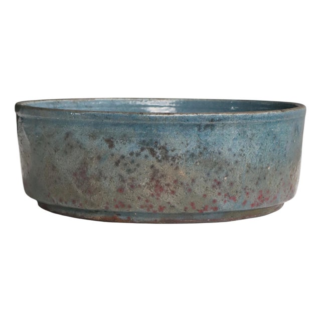 Scandinavian Modern Raku-Fired Stoneware Bowl attributed to Inger Rokkjær, 1990s For Sale