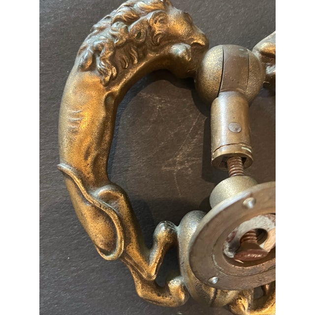 Antique Victorian Brass Door Knocker Lions For Sale - Image 9 of 9