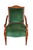 French Vintage French Empire Style Birch Upholstered Library Accent Arm Chair Green For Sale - Image 3 of 13