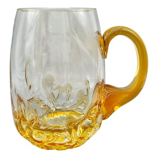 Vintage Mouth-Blown Amber Glass Beer Mug, Scandinavia, 1960s For Sale