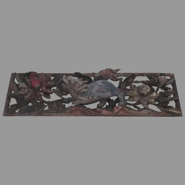 19th Century Asian Carved Polychrome Painted Panel For Sale - Image 10 of 10