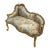 French Rococo-Style Sky Blue Settee – Floral Upholstery With Ornate Gold Leaf Carved Frame For Sale