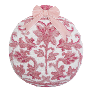 Pink Chinoiserie Ornament Shaped Hook Pillow, 14" x 14"