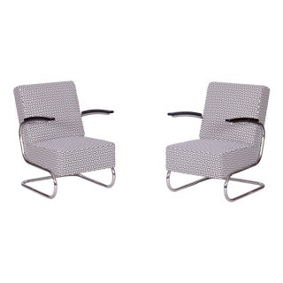 Set of Bauhaus Armchairs in Chrome attributed to Mücke Melder, Czech, 1930s For Sale