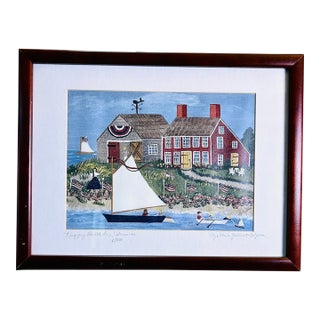 “Happy Birthday America” Signed Folk Art by Cynthia Gallant-Simpson, Print 1/500 For Sale