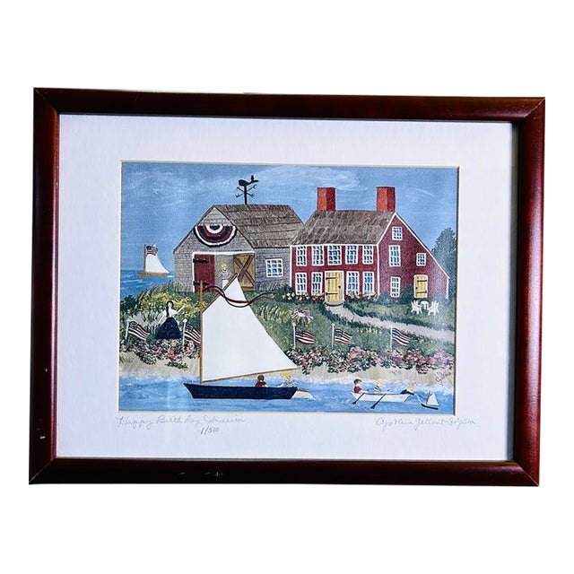 “Happy Birthday America” Signed Folk Art by Cynthia Gallant-Simpson, Print 1/500 For Sale