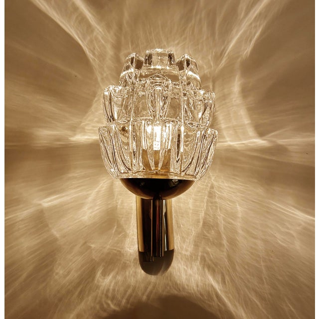 Vintage Glass and Brass Sconces, 1970, Set of 2 For Sale - Image 6 of 18