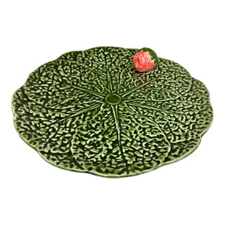 Majolica Lettuce & Strawberry Platter For Sale