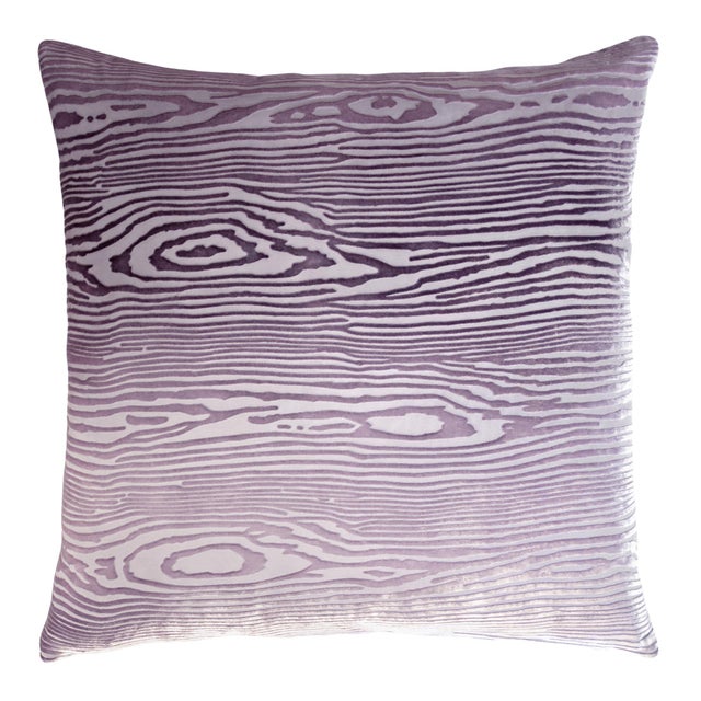 Contemporary Kevin O'Brien Woodgrain Faux Bois Thistle Cut Velvet 22" Pillow For Sale - Image 3 of 3