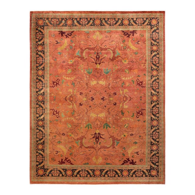 Orange Eclectic, One-of-a-Kind Hand-Knotted Area Rug in Orange, 9' 3" x 12' 0" For Sale - Image 8 of 8