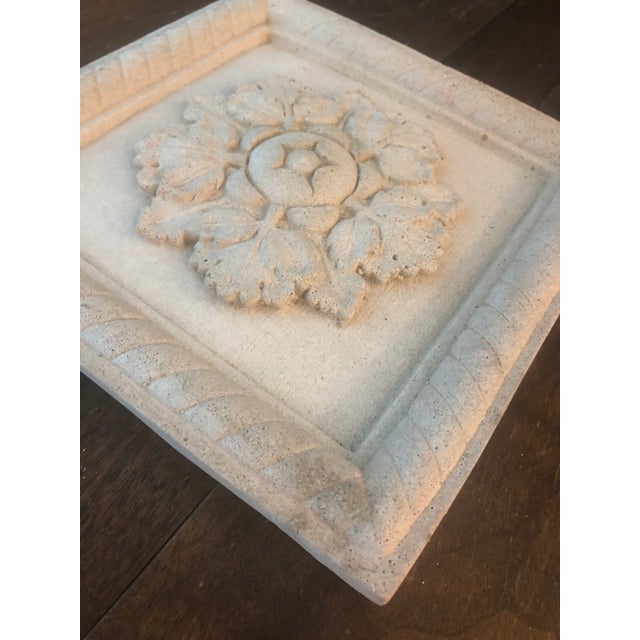 Antique White Vintage Floral Concrete Wall Plaques - A Pair For Sale - Image 8 of 10