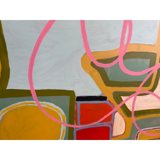Large Contemporary Abstract Acrylic Painting – Pink Linear & Geometric Expressions For Sale - Image 11 of 11