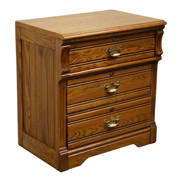 Dixie Furniture Recollections Rustic Country French 28" Solid Oak Three Drawer Low Chest / Nightstand 468-513 For Sale