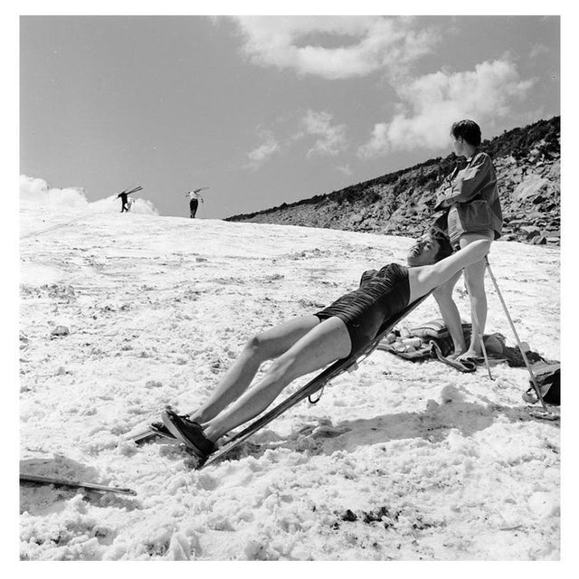 'Sunbathing Skier' Unframed Archival Pigment Print For Sale