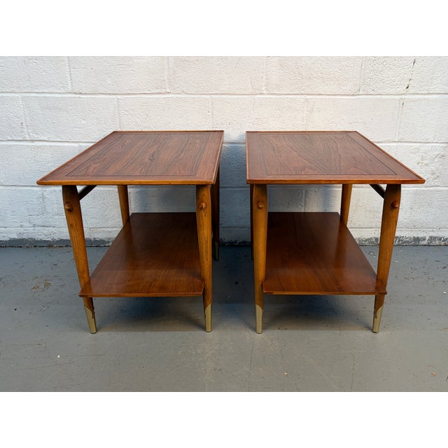 Mid 20th Century Lane Alta Vista Walnut and Brass End Tables For Sale In New York - Image 6 of 14