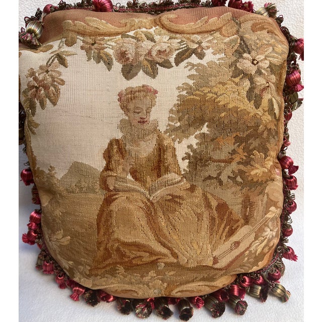 Mid 19th Century Three Pillows With 19th Century Tapestry For Sale - Image 5 of 9