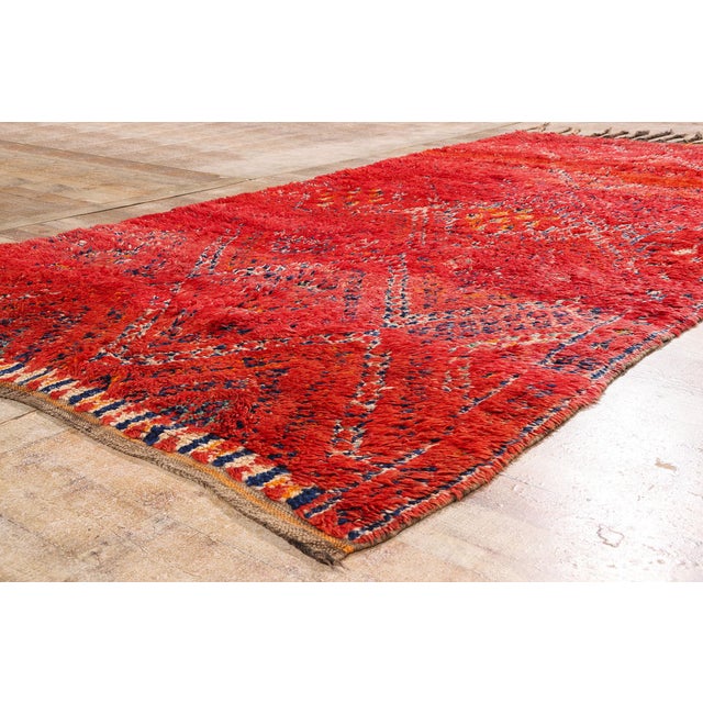Red Vintage Beni M'Guild Moroccan Rug, 05'08 X 11'05 For Sale - Image 8 of 10