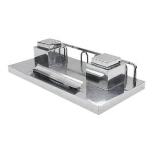 Jacques Adnet French Art Deco Chrome Double Inkwell, 1930s