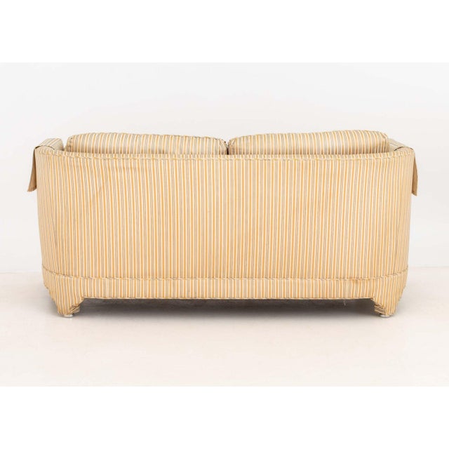 Pair of American Striped Pattern Fabric Upholstered Sofas For Sale - Image 11 of 16