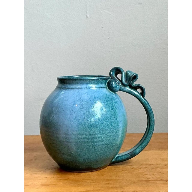 Late 20th Century Vintage Blue Speckled Pottery Jug For Sale - Image 5 of 12